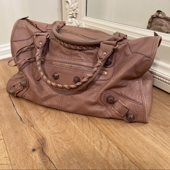 Balenciaga Giant Lilac Rose Gold Hardware City Bag